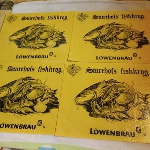 Lowenbrau (Beer) Vintage Rice Paper Set Of 4 Placemats
